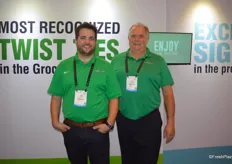 Jeff Helseth and Jim Helseth with Twist-Ease are co-exhibiting with Insignia to promote the Twist-Ease dispenser system in combination with advertising.